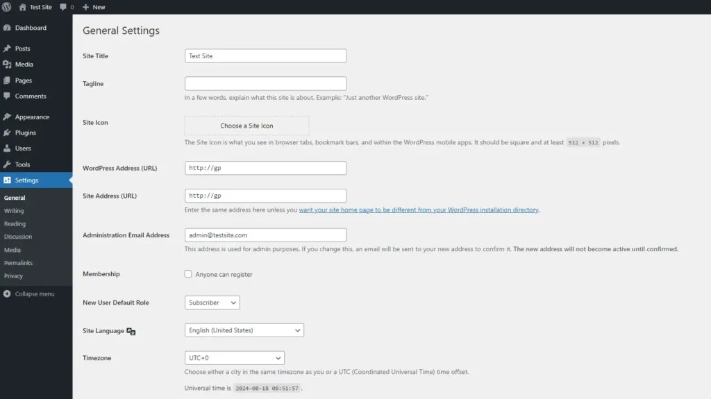 How to Use the WordPress Admin Dashboard: A User Guide 16 WordPress General Settings Page