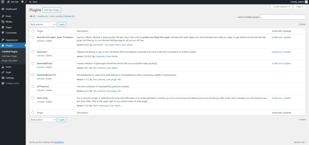 How to Use the WordPress Admin Dashboard: A User Guide 13 Wordpress admin dashboard plugin manager page